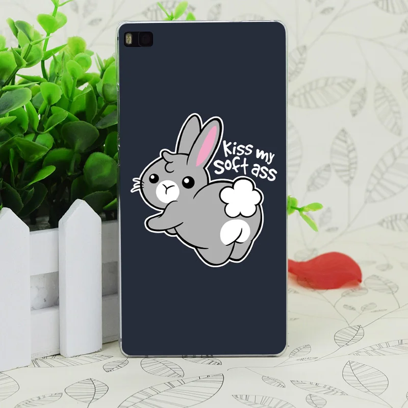 C3017 кролик мягкая попка Прозрачный Жесткий Тонкий чехол для huawei P 6 7 8 9 Lite Plus Honor 4C 4X