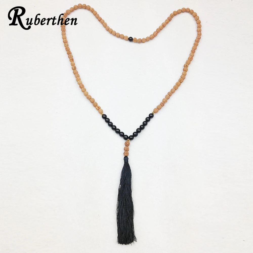 Ruberthen новый дизайн модные 108 Mala Beads женский черный оникс и молитвенные бусины