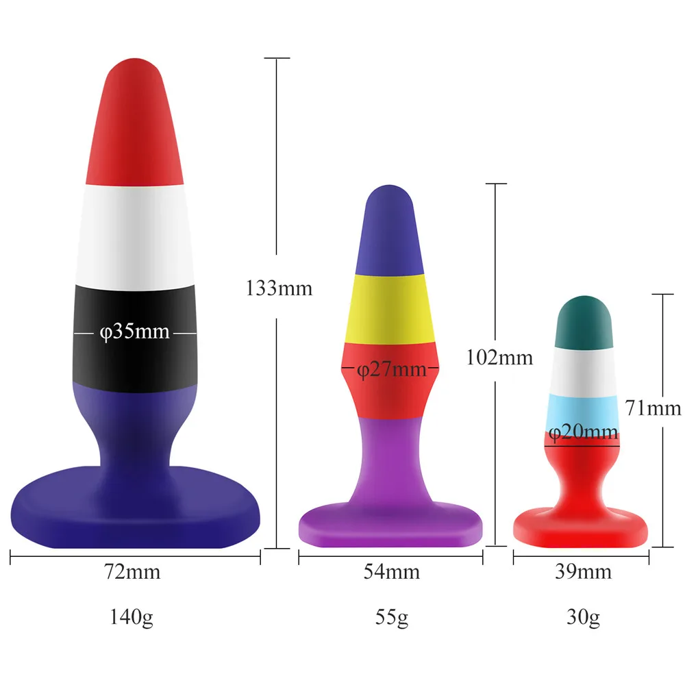 GUIMI Rainbow Butt Plug Silicone Erotic Toys BDSM Anal Stimulator Prostate Sex For Men Gay Game Anus Dilator |