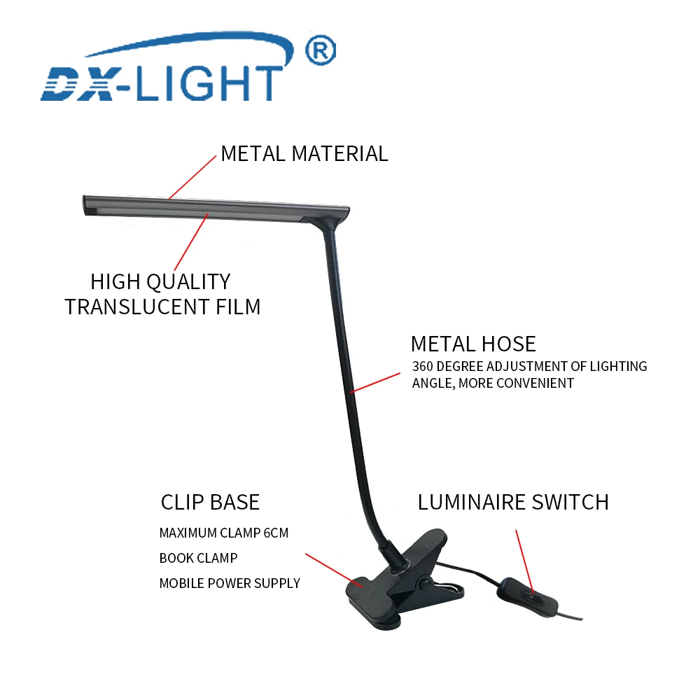 DC 5V USB LED Reading Lamp Book Light Flexible Push Button Switch Nightlight Clip-on Study | Освещение
