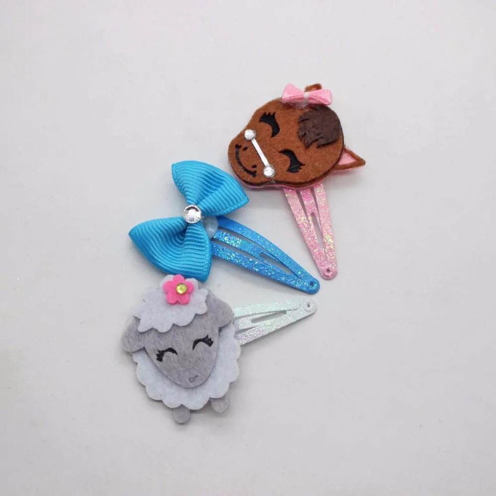 Оптовая продажа 6 шт./лот хлопок овца и корова бант заколка для волос милые