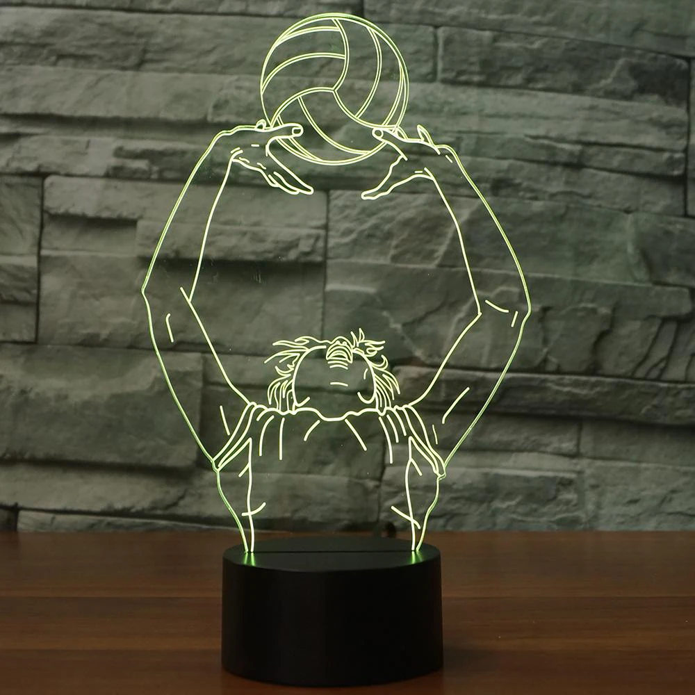 Играйте в волейбол моделирование светодиодный 3D настольная лампа сенсорный