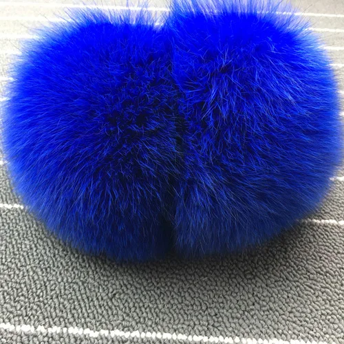 Blue Зимние женские теплые наушники с натуральным лисьим мехом, женские наушники с искусственным мехом, плюшевые наушники - Цвет: Blue