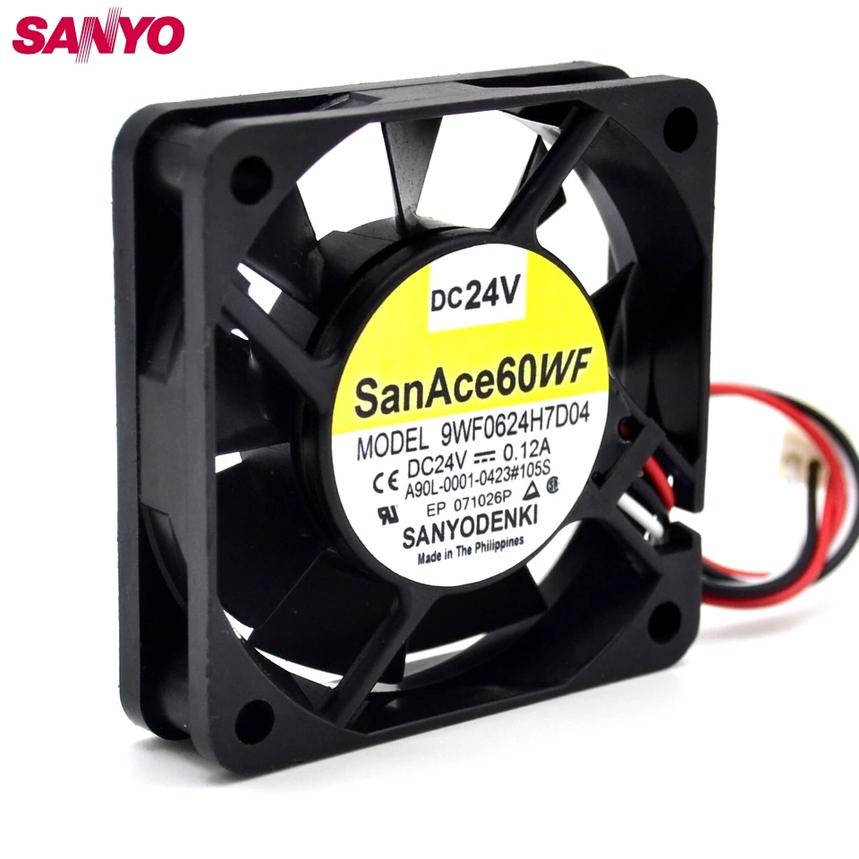 

9WF0624H7D04 A90L-0001-0423#105S 24V 0.12A 6015 6cm 60mm cooling fan 50 pcs/lot