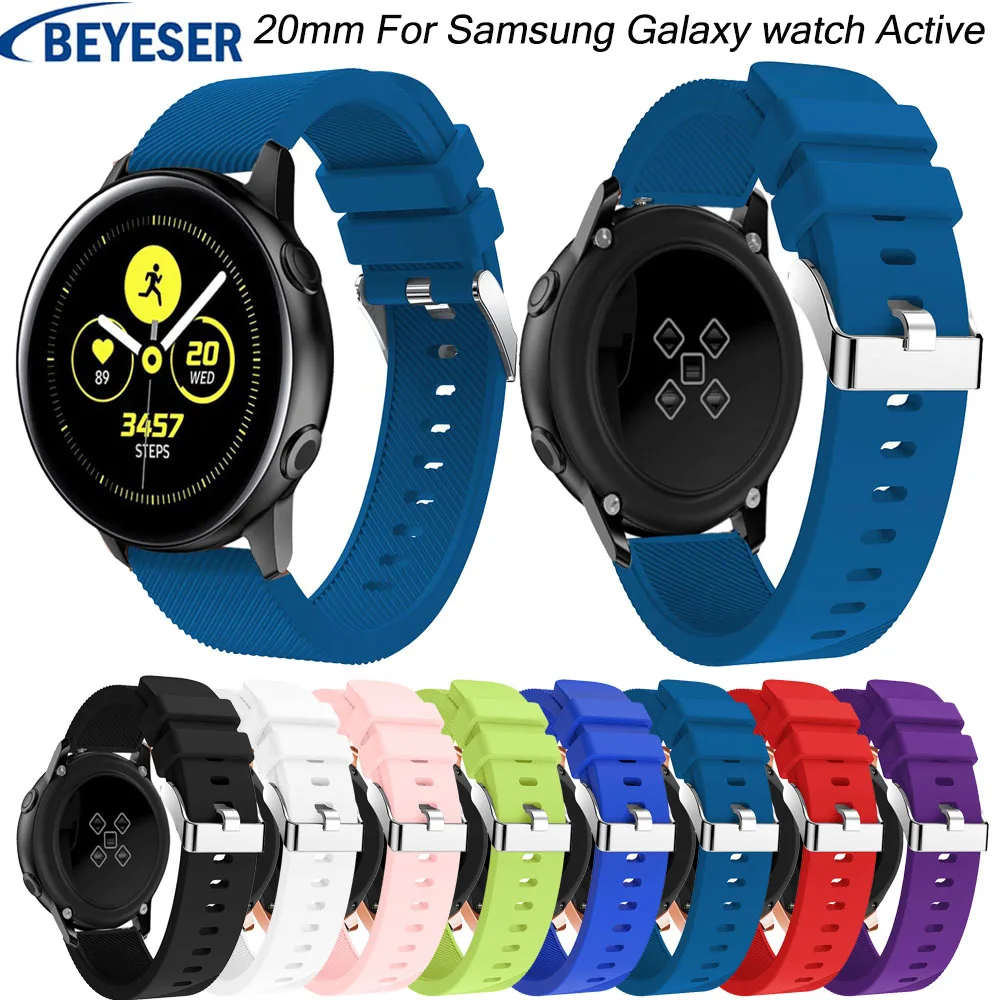 Ремешок силиконовый для смарт часов сменный спортивный браслет Samsung Galaxy Watch Active