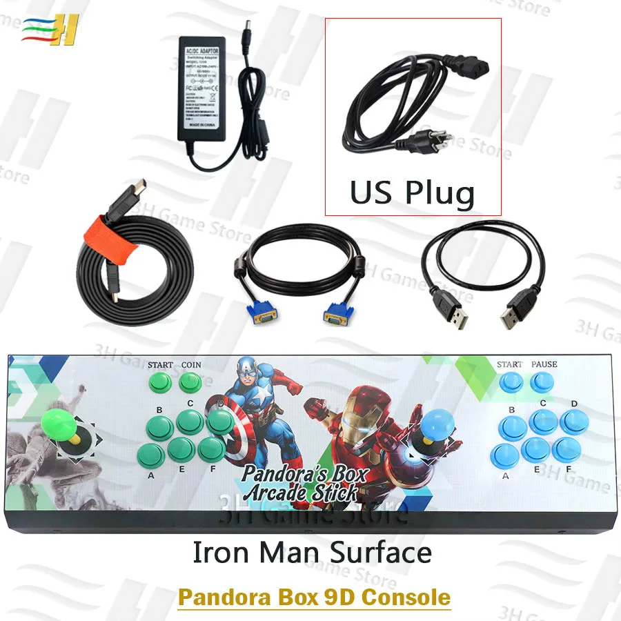 PB9d Iron Man US Pandora box 9d 2500 В 1 аркадная игровая консоль HDMI VGA выход full HD Поддержка 3d tekken игры usb можно подключить геймпад 3P 4P игры - Цвет: PB9d Iron Man US