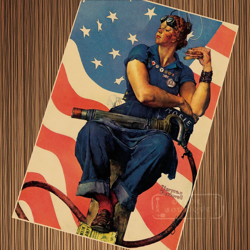 Rosie the Riveter WWII US Women Workforce Propaganda Retro Vintage Poster Canvas Painting DIY Wall Paper Home Decor Gift | Дом и сад