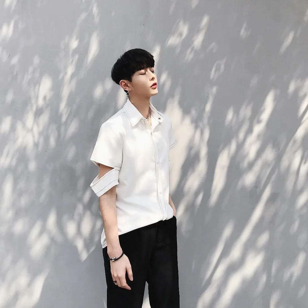 

M-XL!!Summer catwalk models alternative hollow sleeve design collection line color silk scarf decorative shirt .