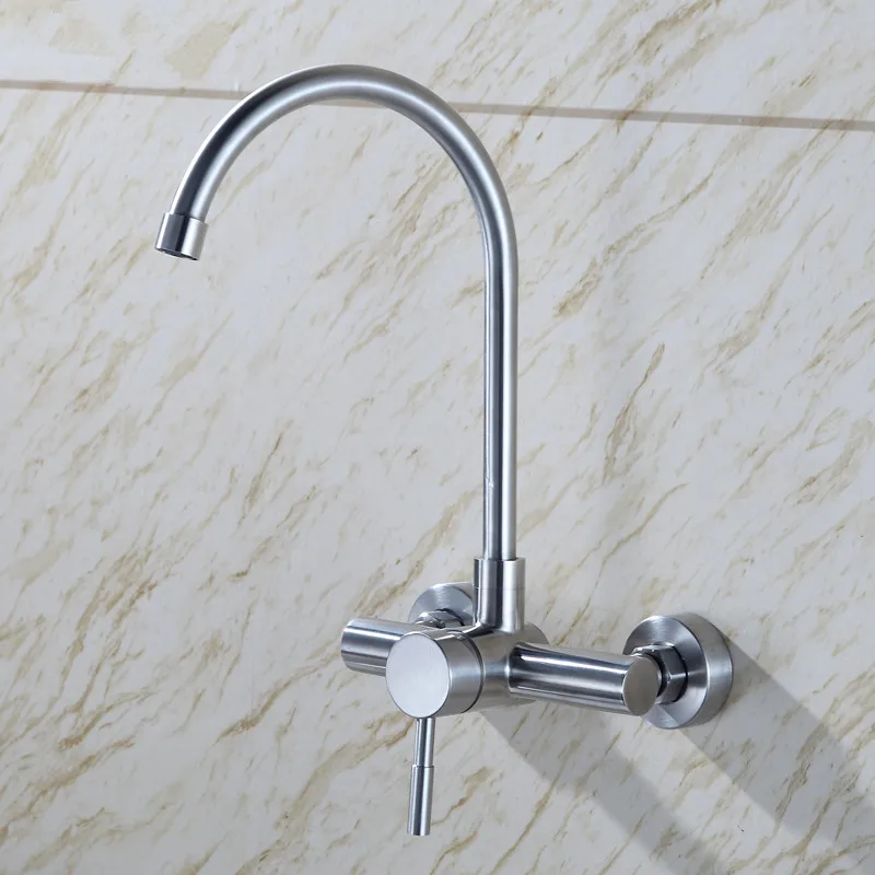 Кухонный кран из нержавеющей стали настенный кухонный смеситель на раковину