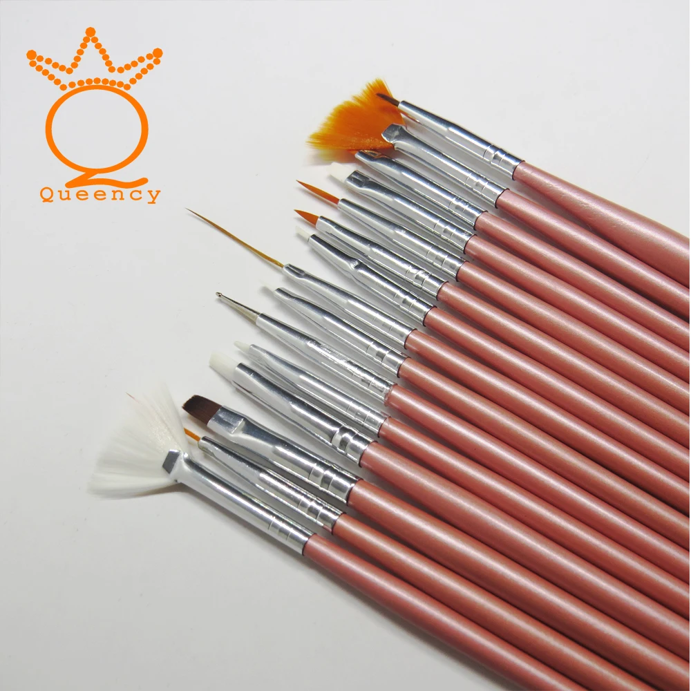 15 шт./компл. Глубокий Розовый Nail Art инструменты набор кистей для рисования Краски