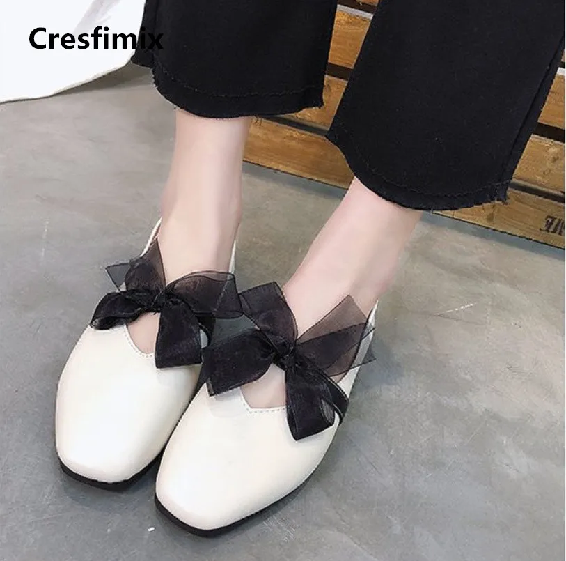 Cresfimix/zapatos de mujer Женские модные белые туфли на плоской подошве из мягкой