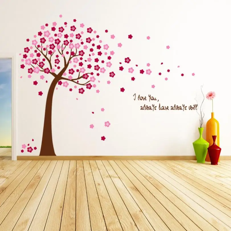 Наклейки на стену с изображением розового вишневого цветка дерева|wall sticker|tree wall