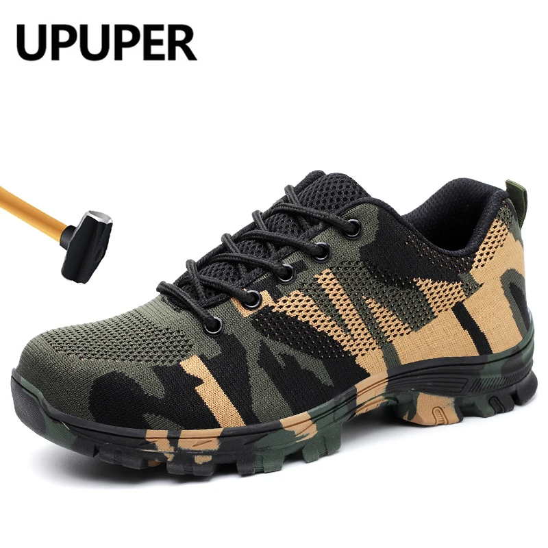 Противоскользящие рабочие ботинки со стальным носком Мужская защитная обувь