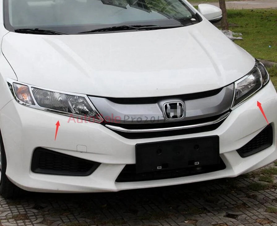 Для Honda City 2014 2015 2016 ABS хромированный пластиковый передний головной свет накладка 2