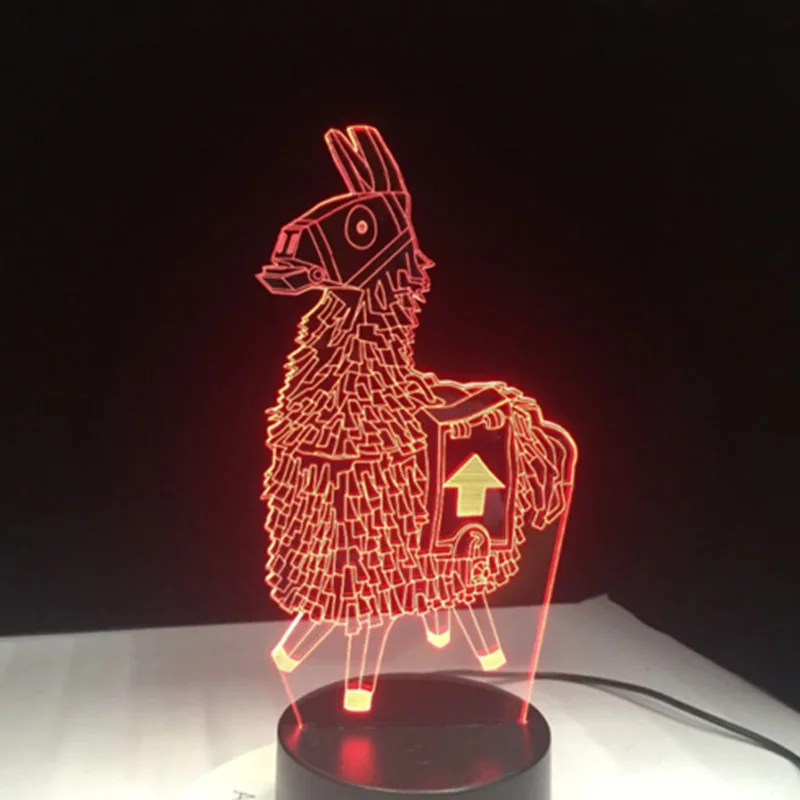 3D мультфильм животных лама Ночник светильник 7 цветов светодиодный настольная