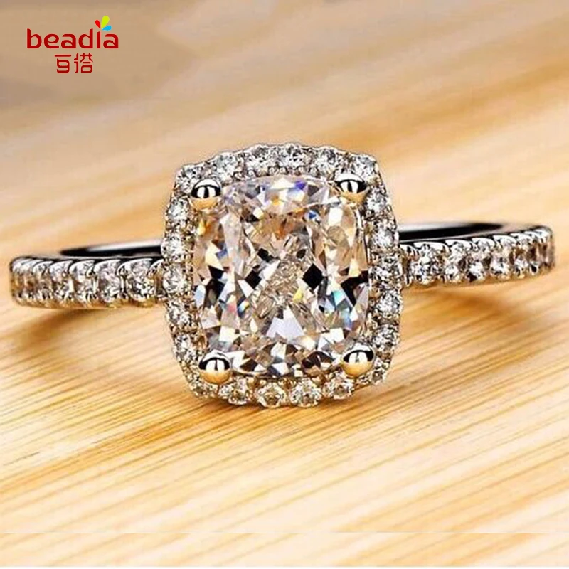 Кольцо с кристаллами для женщин супер-ценное элегантное квадратное блестящее со