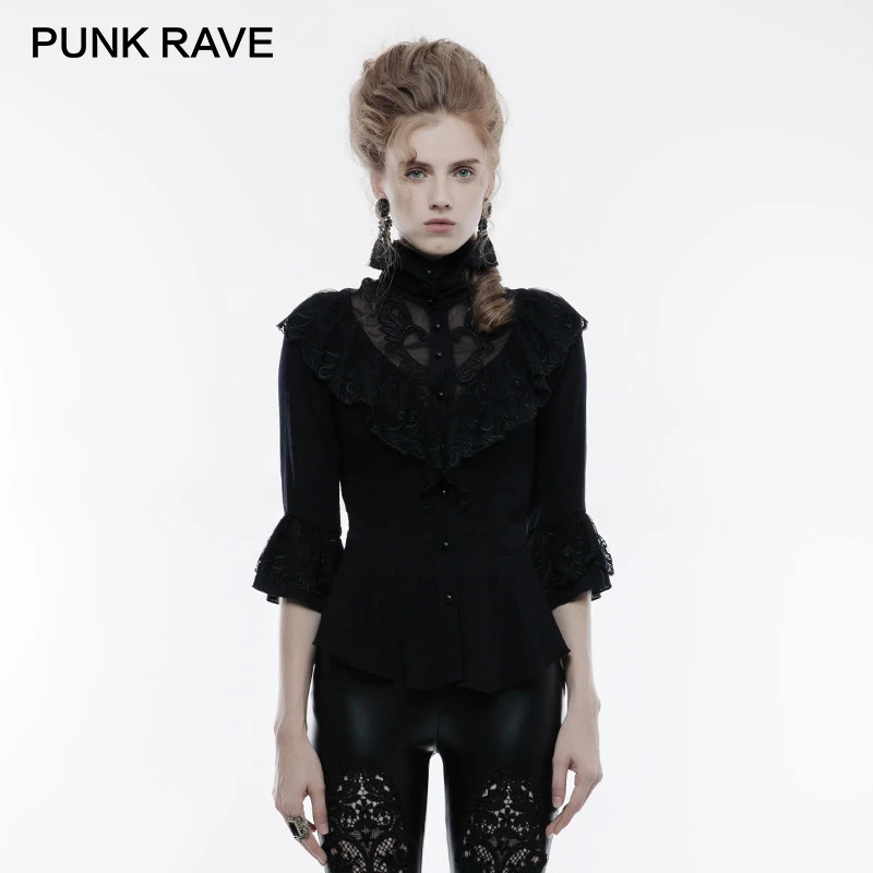 Женская блузка в готическом стиле с воланами и кружевным воротником WY 830CCF|Блузки|