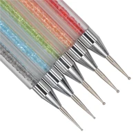 ywk 5pcs acrylic 2 ways nail art dotting pen colorful rhinestone nail decoration painting brush nails design tools 15