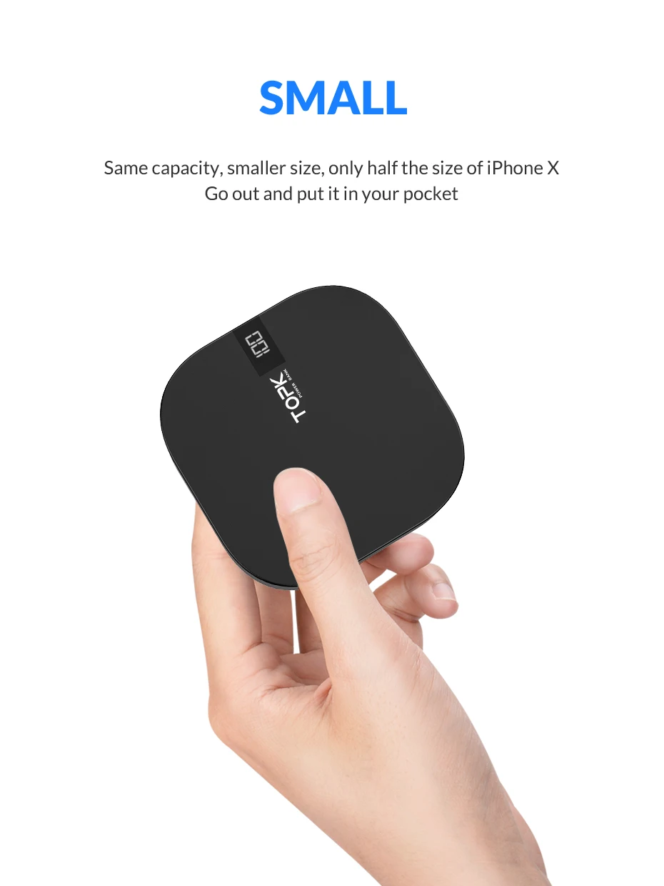 TOPK 10000 мАч запасные аккумуляторы для телефонов Dual USB миниатюрное портативное зарядное устройство для мобильного телефона телефон внешний батарея запасные аккумуляторы телефонов iPhone samsung Xiaomi