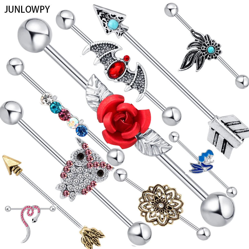 JUNLOWPY 1 шт. модные серьги в форме розы Промышленные Штанги штанги брикет для тела