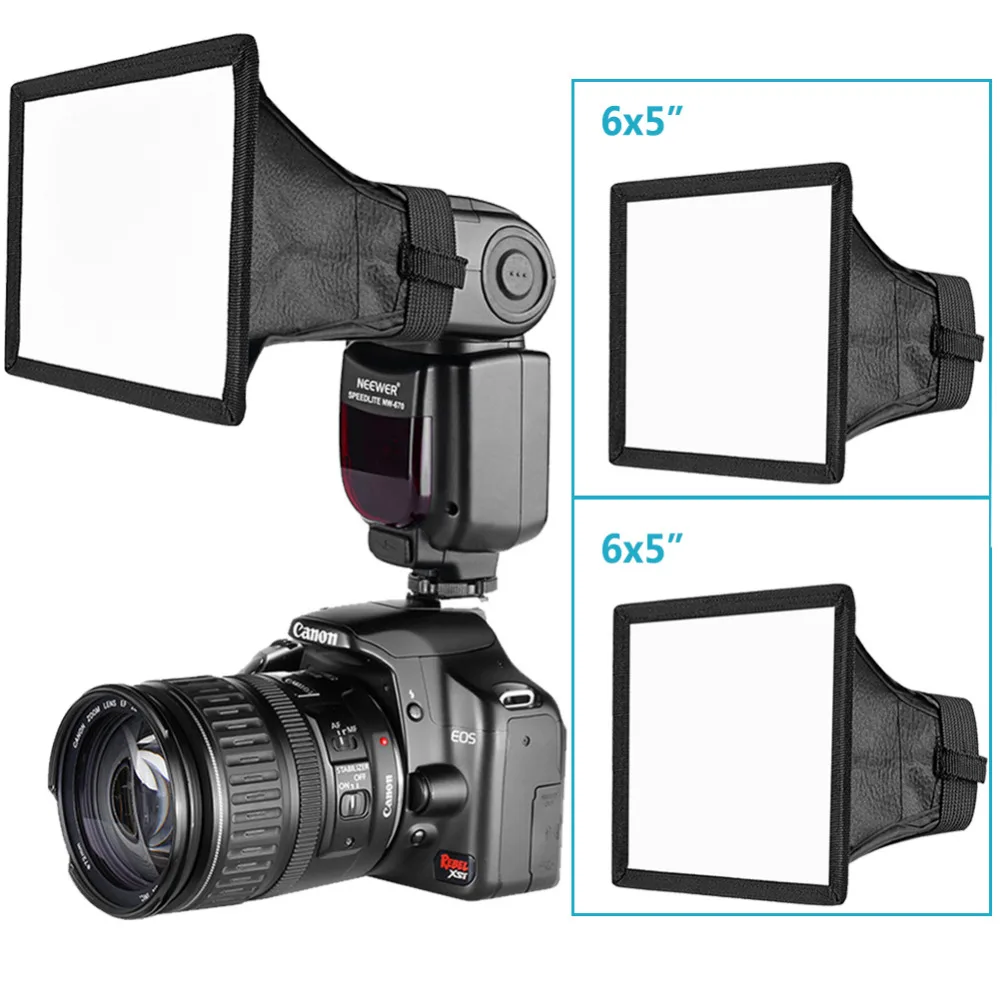 Neewer 2 Pack 6x5 дюймов/15x13 см Speedlite софтбокс рассеиватель фонарика комплект для Canon 580EX II