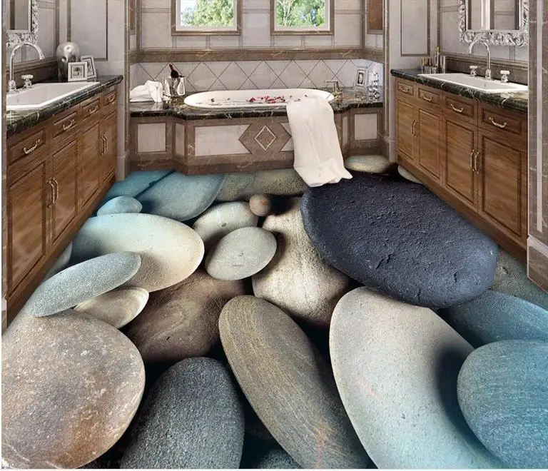 3d полы пользовательские пвх обои напольная плитка булыжник виниловый стикер