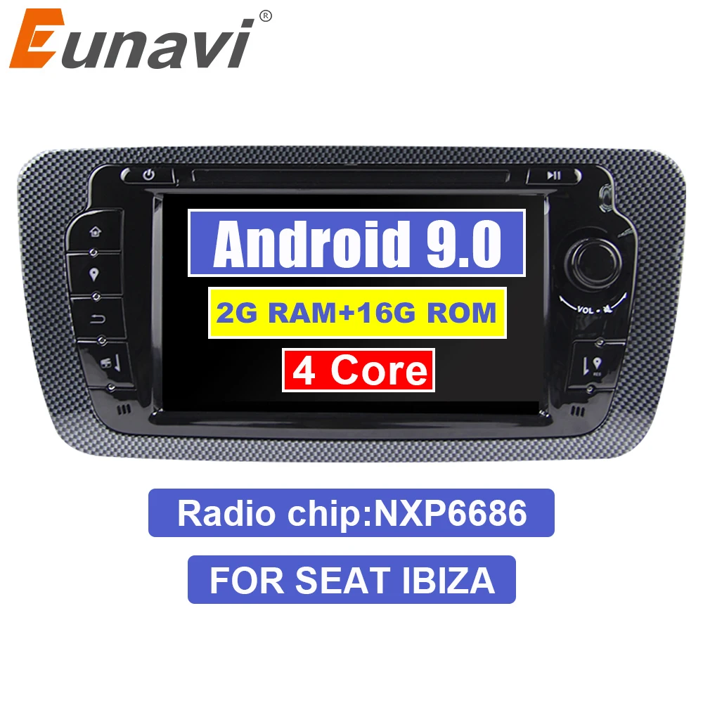 Eunavi 2din Android 9 0 Amazon Kindle Fire 7 ''Quad core Автомобильный мультимедийный dvd-плеер для Seat