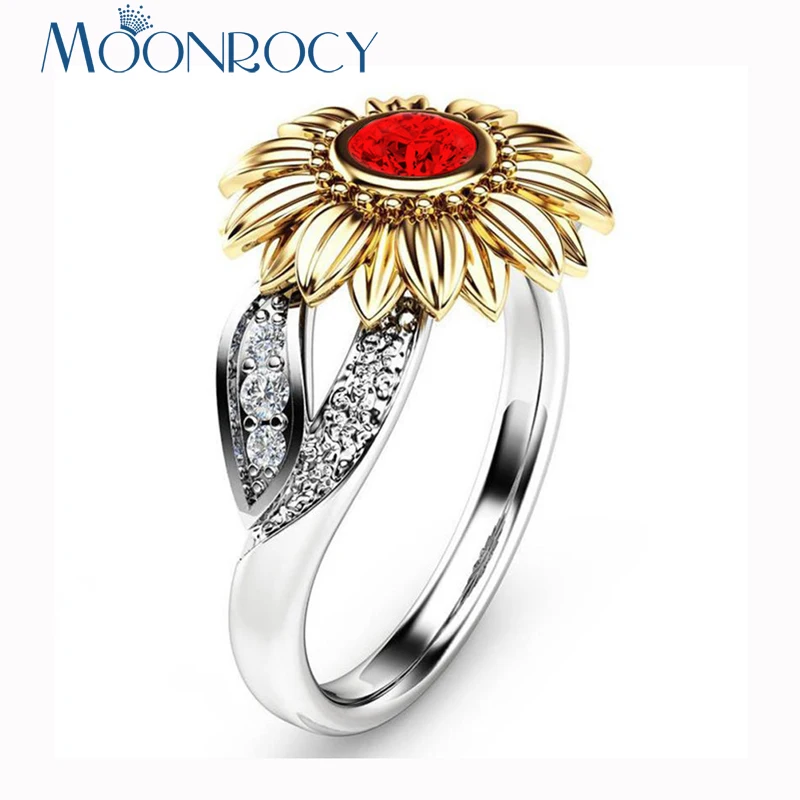 MOONROCY серебряный цвет CZ модные белые фиолетовые красные кольца с синим кристаллом