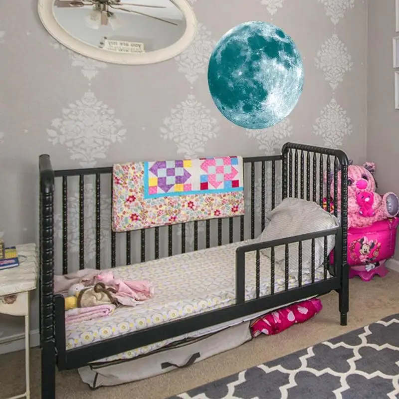 3D Луна флуоресцентная светящаяся наклейка для стены Съемная светится в темноте