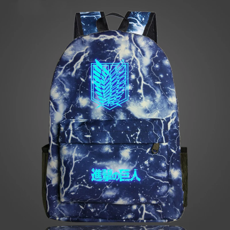 Светящийся рюкзак с героями аниме атака на Титанов школьный ранец для мужчин и