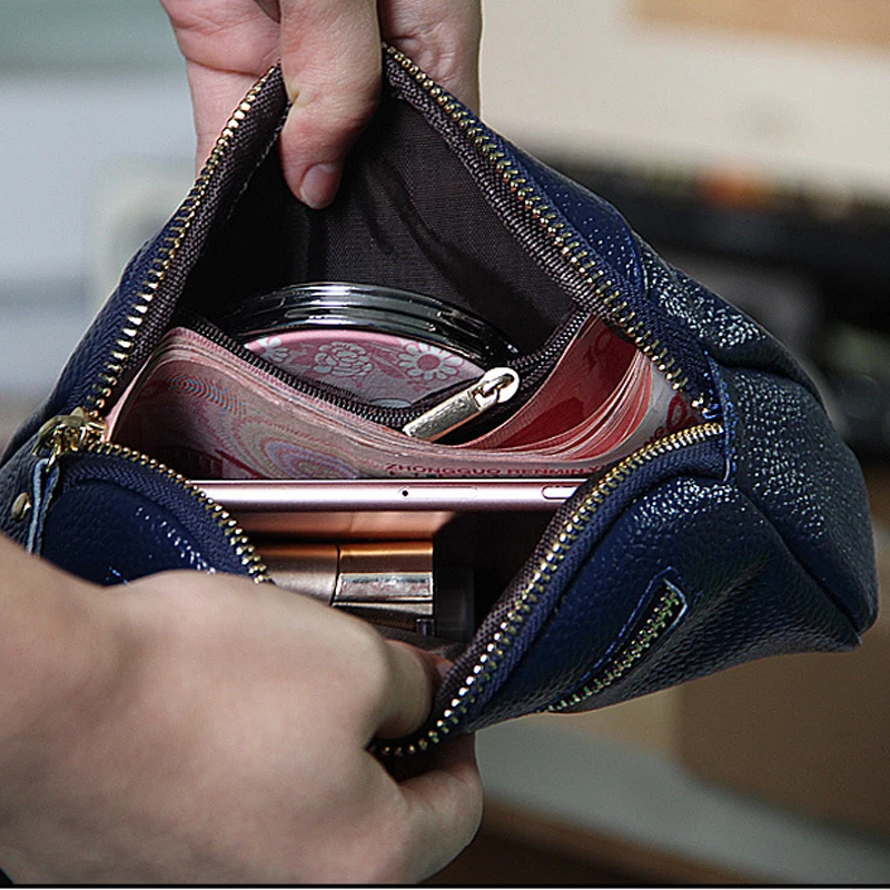 Оригинальная брендовая практичная женская кожаная мини-сумка-клатч