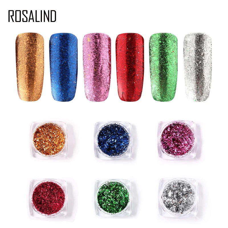 ROSALIND 1PCS Shiny Galaxy Nail Glitter Magic Effect Powders for Art Manicure Chrome Pigment Gel Polish Decorations |