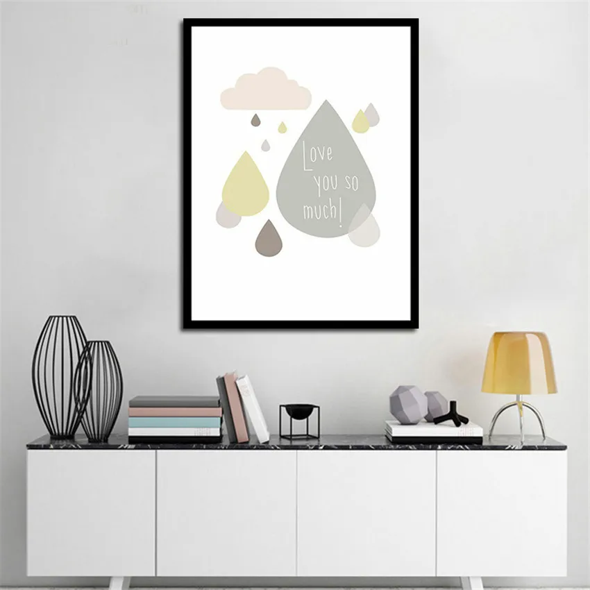 Modern Painting Heart Letters Poster Black and White Canvas Pictures for Living Room Nursery Wall Picture Girl Decor | Дом и сад