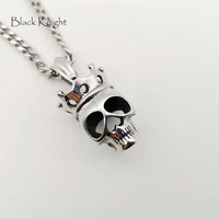 black knight silver color stainless steel crown skull pendant necklace mens fashion punk crown skull necklace jewelry blkn0737