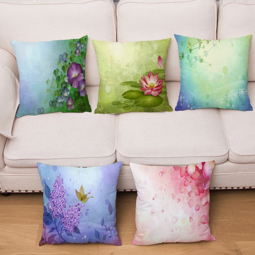 Super Soft Short Plush Cushion Cover Flower Green Plant Pillow Covers 45*45cm Throw Pillows Cases Sofa Home Decor Pillowcase | Дом и сад