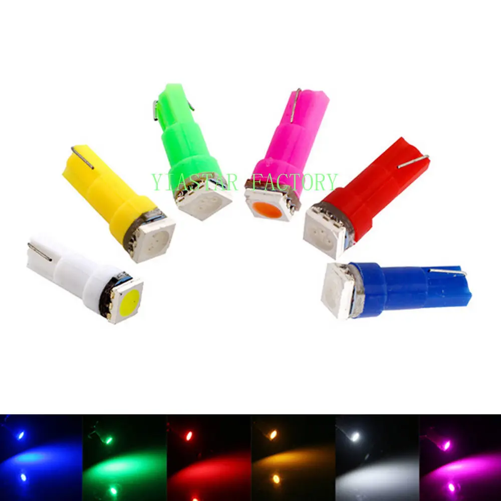 Yiastar 10 x T5 led 5050smd LED t5 лампа с клиновидным основанием для приборной панели 5050 smd 12 в