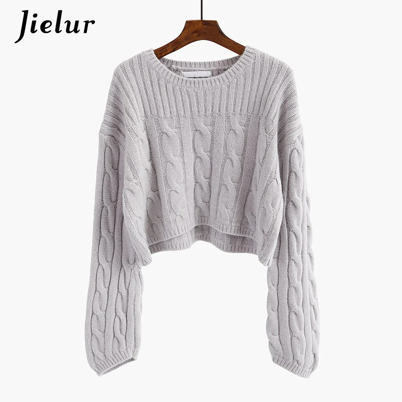 Jielur 4 одноцветное цвет Harajuku Sweters для женщин Invierno Новинка 2019 года с длинным рукавом