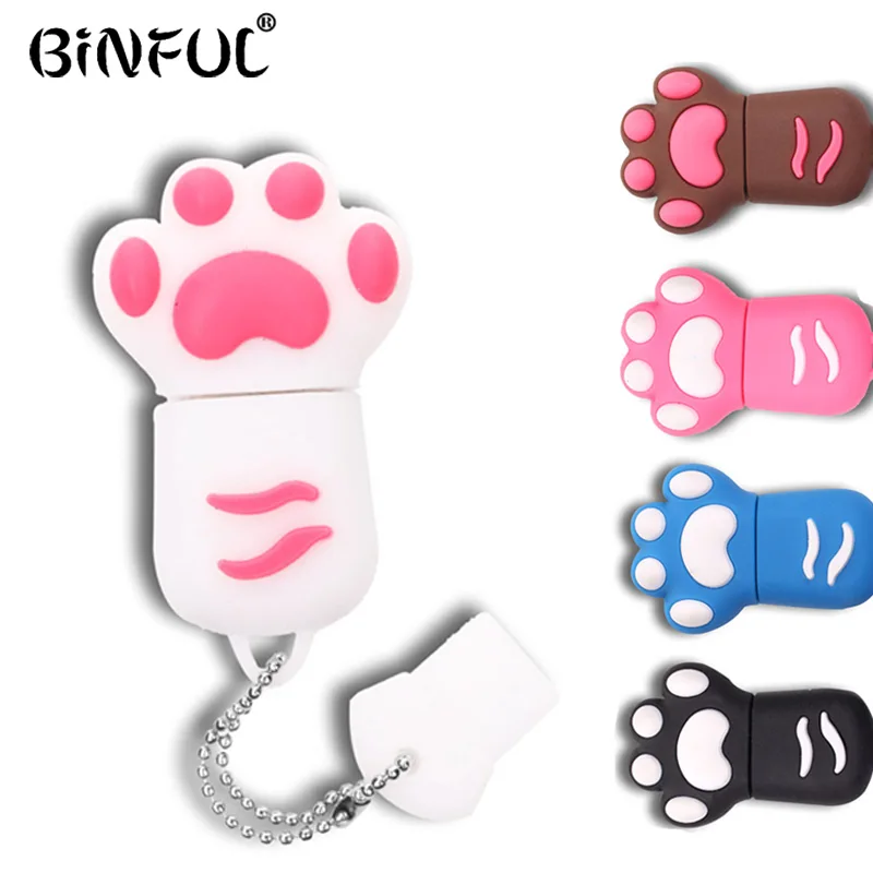 Горячая Распродажа милый кот когти USB флеш накопитель 4 ГБ 8 16 32 64 флешка