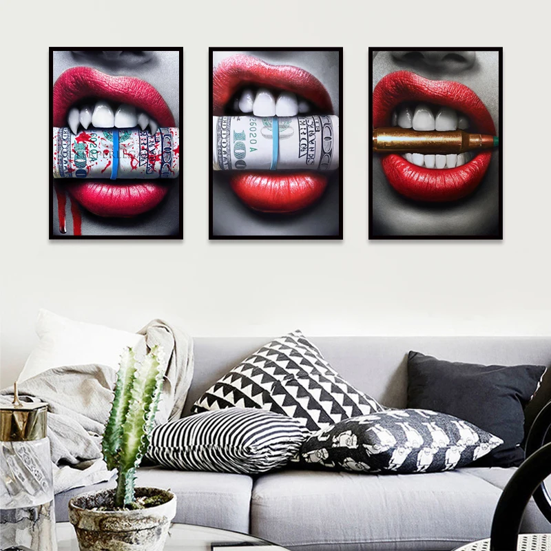WANGKA настенные художественные печатные плакаты сексуальные красные губы
