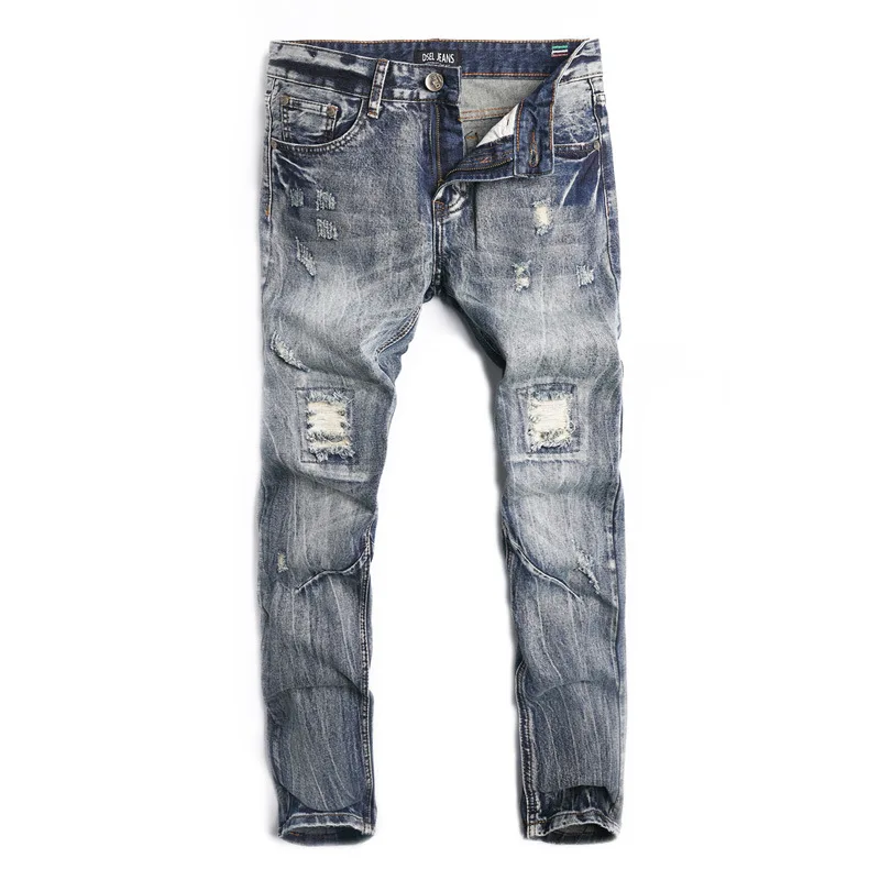 Новый Dsel бренд Для мужчин джинсы модные дизайнерские проблемных Рваные Straight Fit