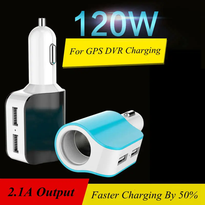 

KONSMART New 2.1A Dual USB Smart Car Charger Adapter With Car Lighter Slot For iPhone iPad Mobile Phones Car Recorder GPS DVR