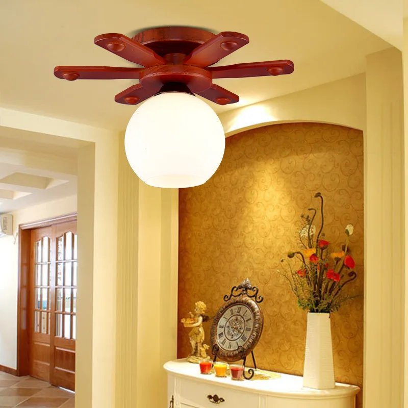 Американский Сельский Творческий Винтаж ясень Стекло LED E27 потолочный светильник