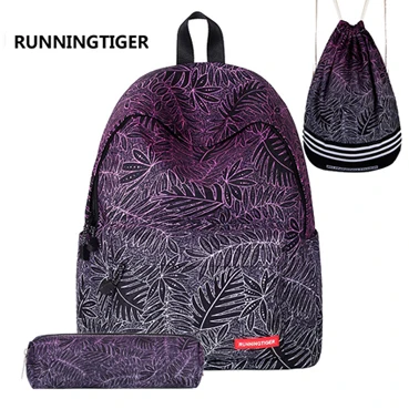 08 RUNNINGTIGER, женский рюкзак, школьные сумки для девочек, рюкзак с принтом, Mochila, школьные рюкзаки для девочек-подростков, 3 шт. в комплекте, Mochila - Цвет: 08