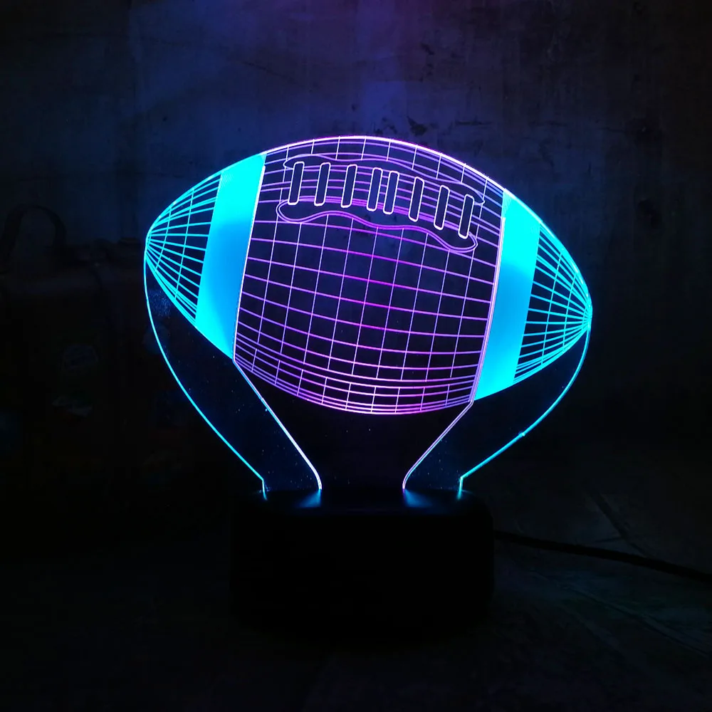 Новинка спортивный стиль 7 смешанных цветов футбол 3D светодиодный ночник