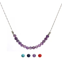 50cm long purple red coral howlite stone beads pendant silver color chain statement necklaces chokers for women collares mujer