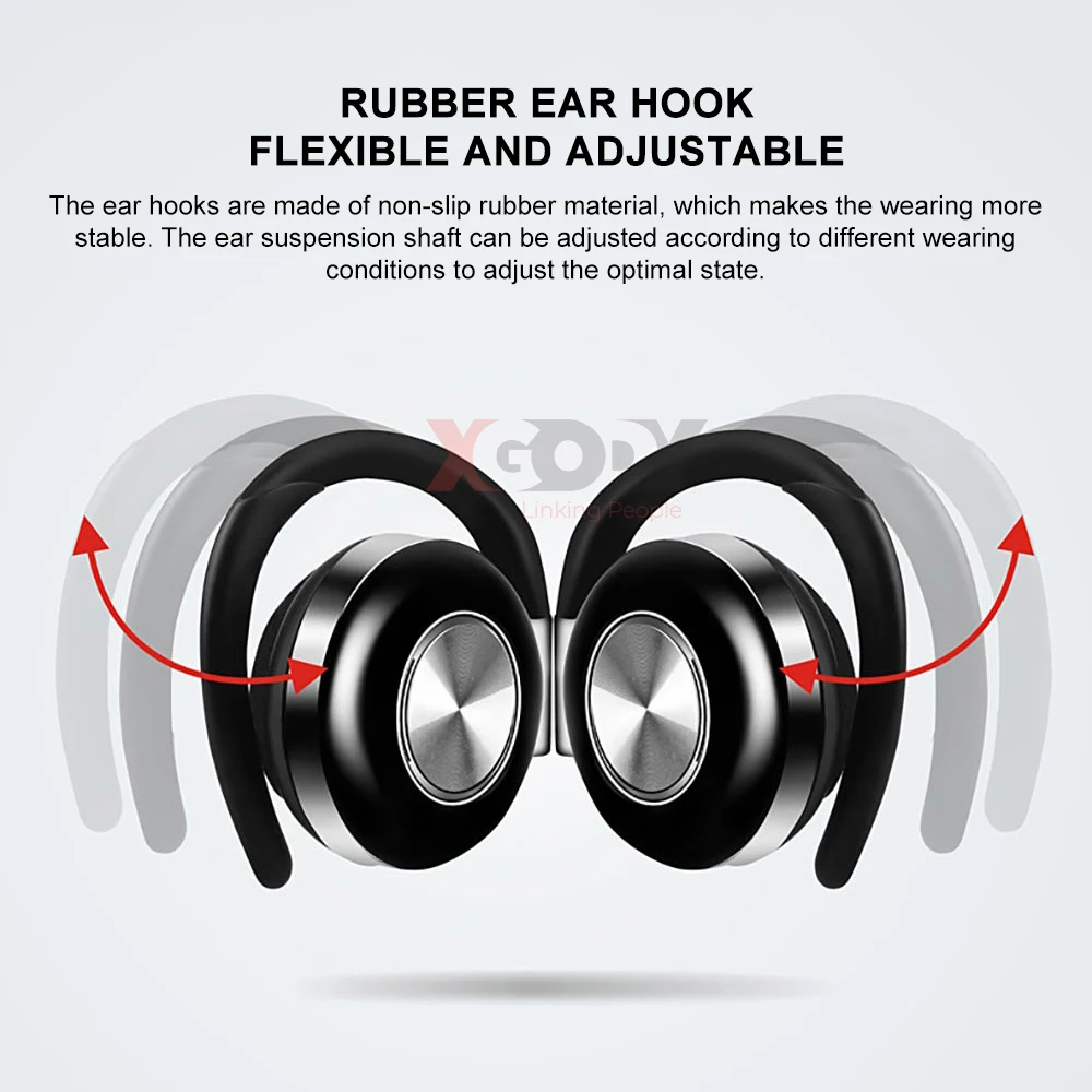 XGODY Air V5 TWS беспроводные наушники, стерео Bluetooth 5,0, наушники с ушным крюком, шумоподавление, Bluetooth гарнитура с микрофоном
