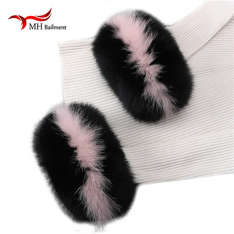 Манжеты из лисьего меха хит продаж гетры на запястье натурального Лисьего