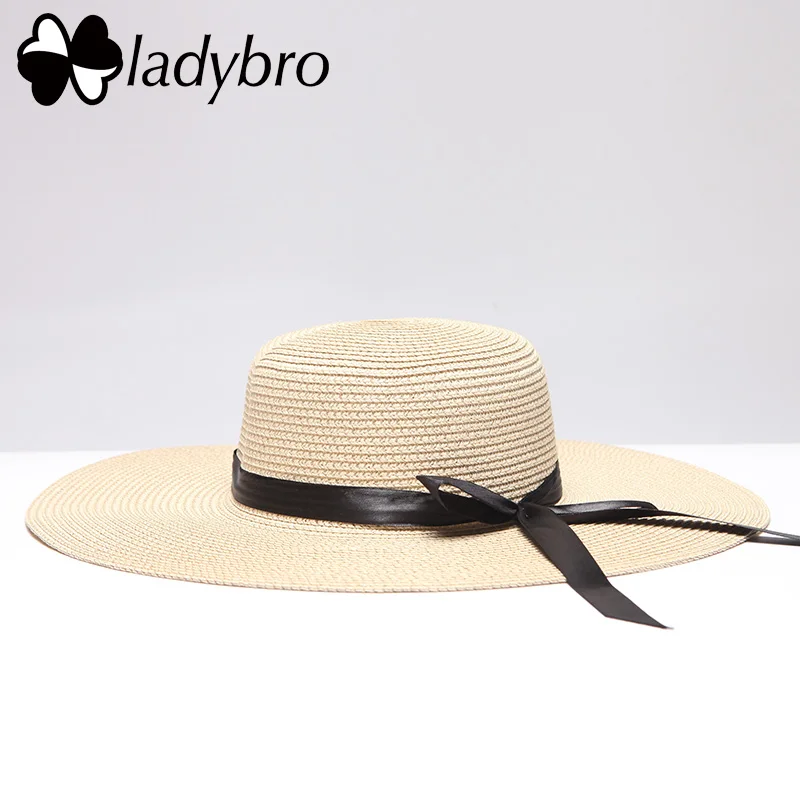 Шляпа женская Соломенная с бантом и широкими полями летняя | Аксессуары для