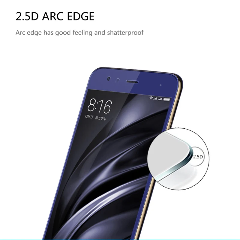 2 uds pantalla cristal Protector para Xiaomi Mi6 Anti-Brust 2.5D vidrio templado para Xiaomi Mi6 la cobertura completa de vidrio para Xiaomi Mi 6 Mi6-1