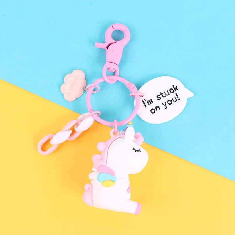 Необычные и фантазийные радужные ПВХ Животные Единорог брелок для мужчин женщин